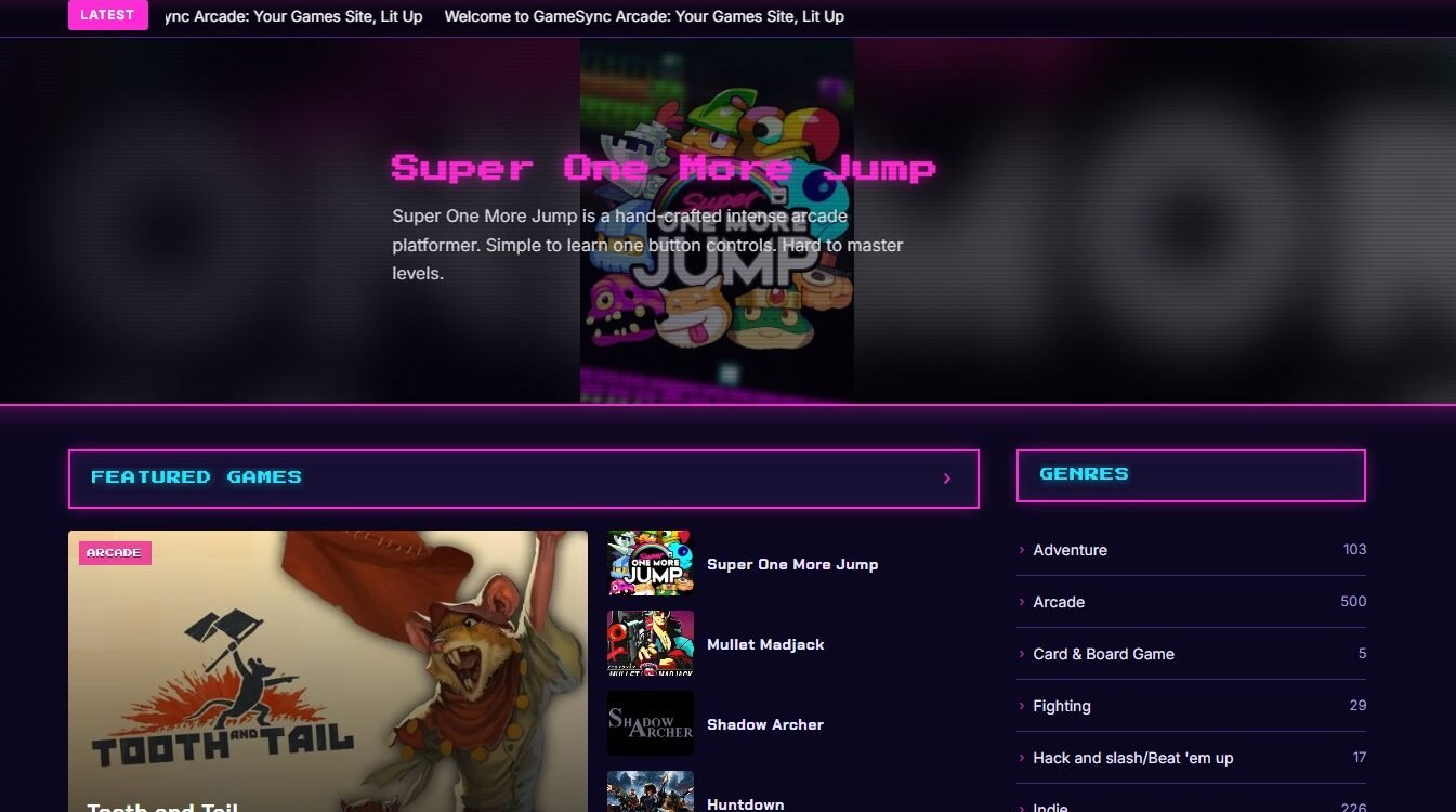 Welcome to GameSync Arcade: Your Games Site, Lit Up