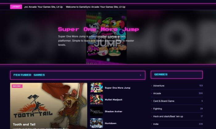 Welcome to GameSync Arcade: Your Games Site, Lit Up